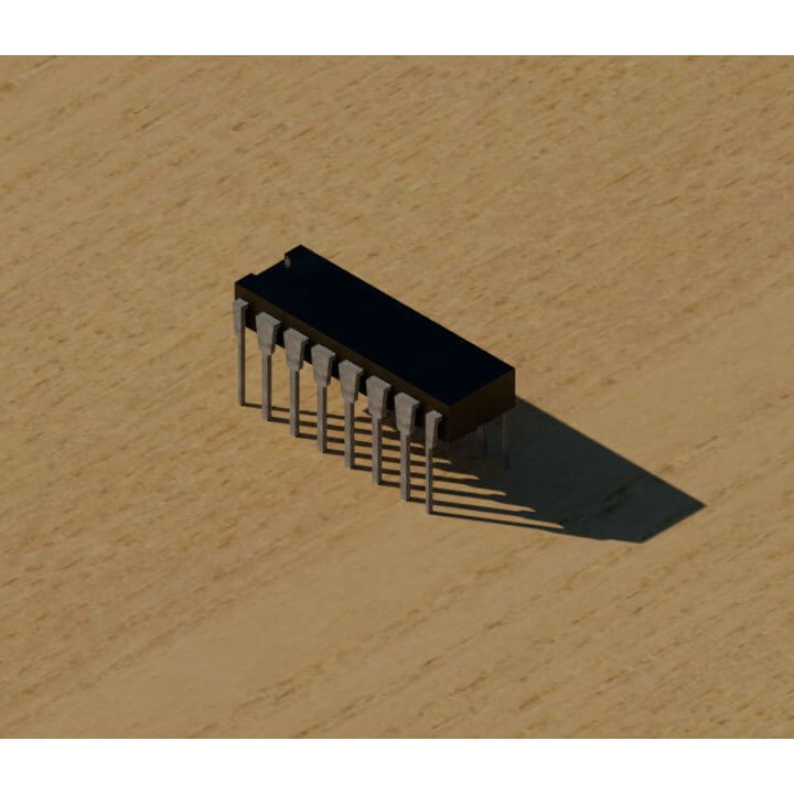 16 pins IC 3D autocad free dwg file download