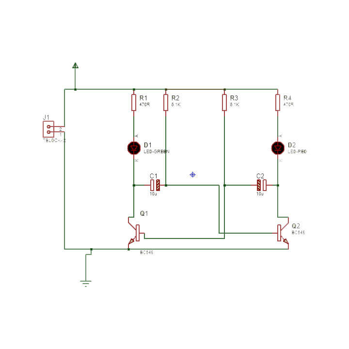 BC548 Transistor LED Blink Proteus PCB Circuit