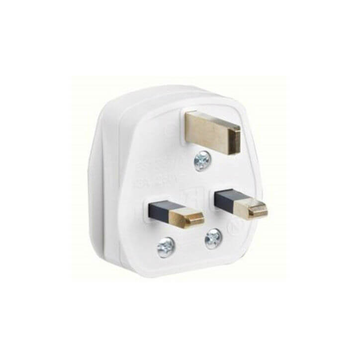 3 Pin Plug 13A White Plastic Electrical Safety