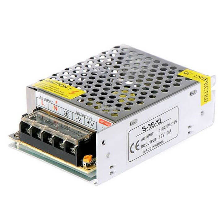12V 3A Power Supply AC 100-240V to DC 36W Metal